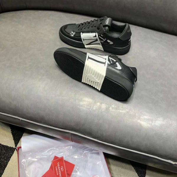 Valentino Unisex Calfskin VL7N Sneaker Bands Rubber-Effect VLTN Logo-Black (8)
