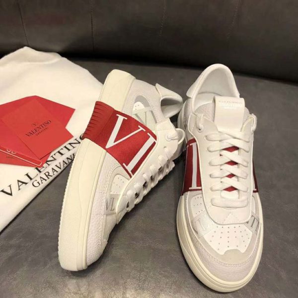 Valentino Unisex Calfskin VL7N Sneaker Bands Rubber-Effect VLTN Logo-Red (4)