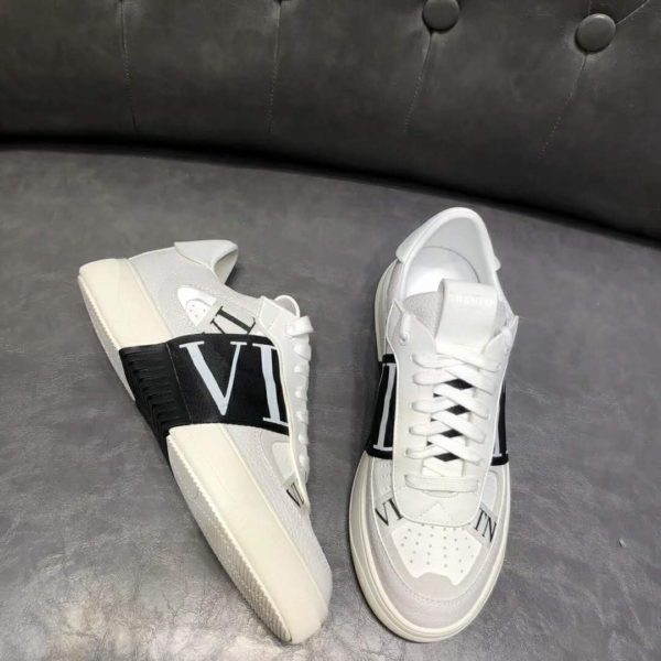 Valentino Unisex Calfskin VL7N Sneaker Bands Rubber-Effect VLTN Logo-White (8)