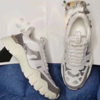 Valentino Unisex Camouflage Rockrunner Plus Fabric Sneaker Raised Details-Silver