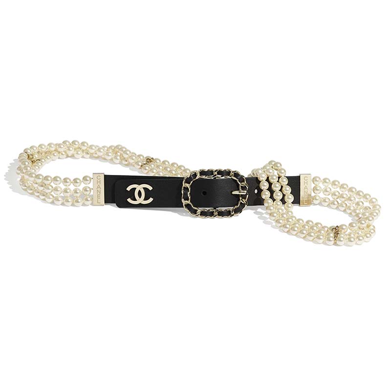 Chanel Gold Metal Glass Pearl Double CC Heart Belt - Yoogi's Closet