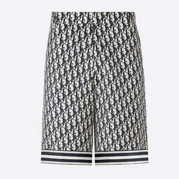 Dior Men Oblique Bermuda Shorts Multicolor Silk Twill Mid-Rise Fit (1)