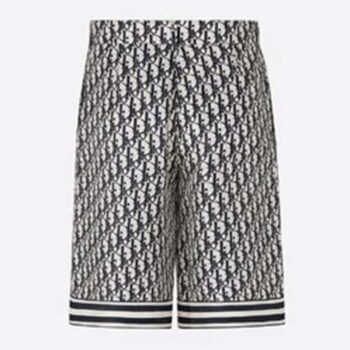Dior Men Oblique Bermuda Shorts Multicolor Silk Twill Mid-Rise Fit