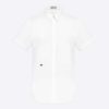 Dior Men Short Sleeve Shirt White Cotton Poplin Black Dior Bee Embroidery