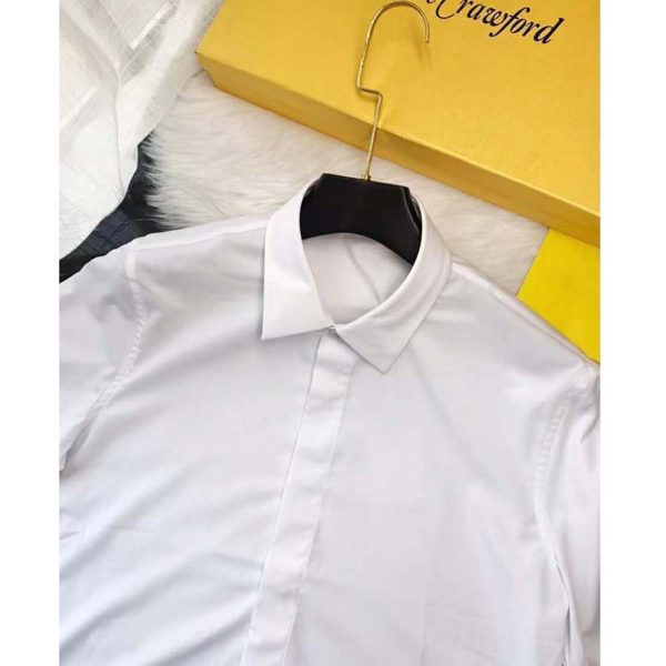 Dior Men Short Sleeve Shirt White Cotton Poplin Black Dior Bee Embroidery (5)