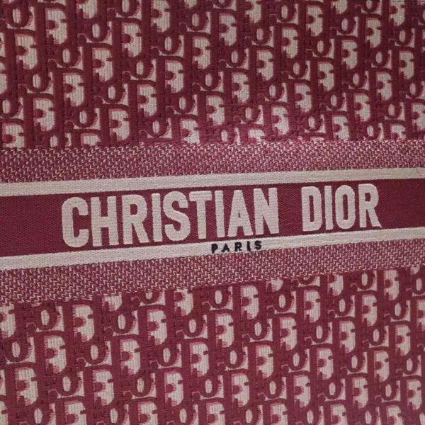 Dior Unisex Dior Book Tote Maroon Dior Oblique Embroidered Velvet (4)