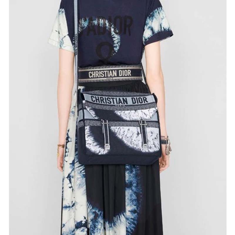 Dior Unisex Diorcamp Bag Blue Multicolor Tie & Dior Embroidery ‘Christian Dior’