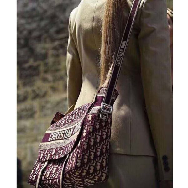 Dior Unisex Diorcamp Bag Burgundy Dior Oblique Embroidery (4)