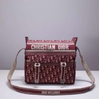 Dior Unisex Diorcamp Bag Burgundy Dior Oblique Embroidery