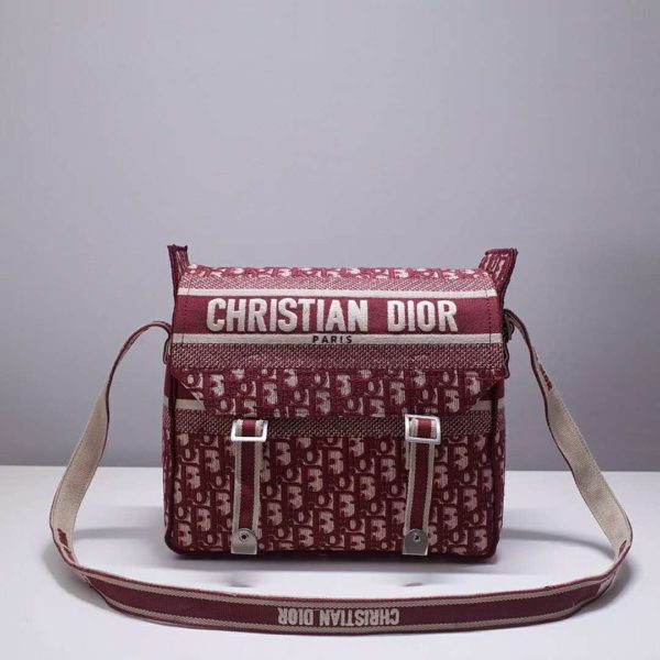 Dior Unisex Diorcamp Bag Burgundy Dior Oblique Embroidery (6)