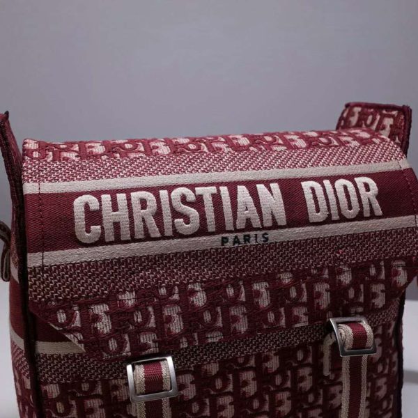 Dior Unisex Diorcamp Bag Burgundy Dior Oblique Embroidery (7)