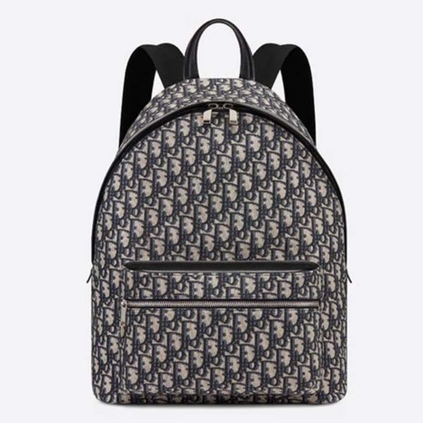 Dior Unisex Rider Backpack Beige and Black Dior Oblique Jacquard