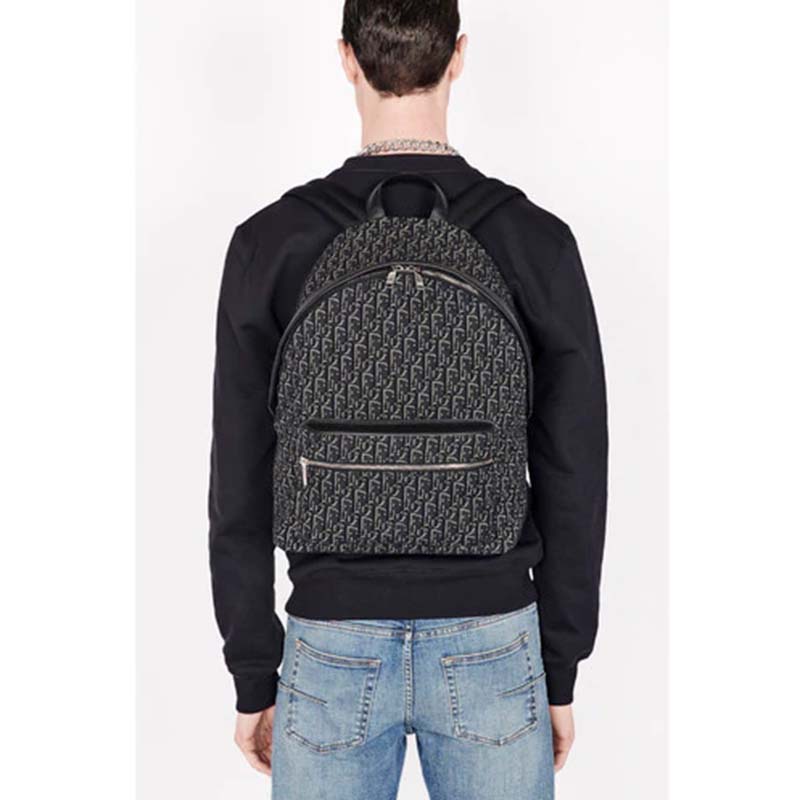 Dior Unisex Rider Backpack Gray Dior Oblique Jacquard - LULUX
