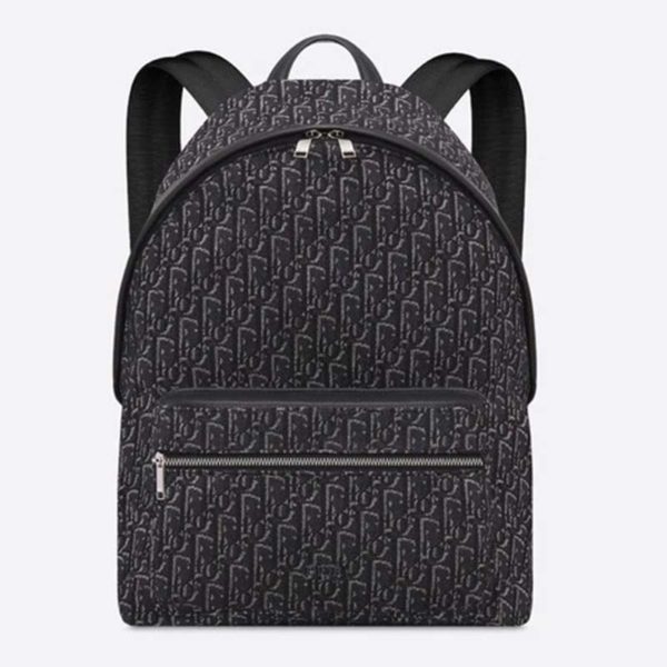 Dior Unisex Rider Backpack Gray Dior Oblique Jacquard - LULUX