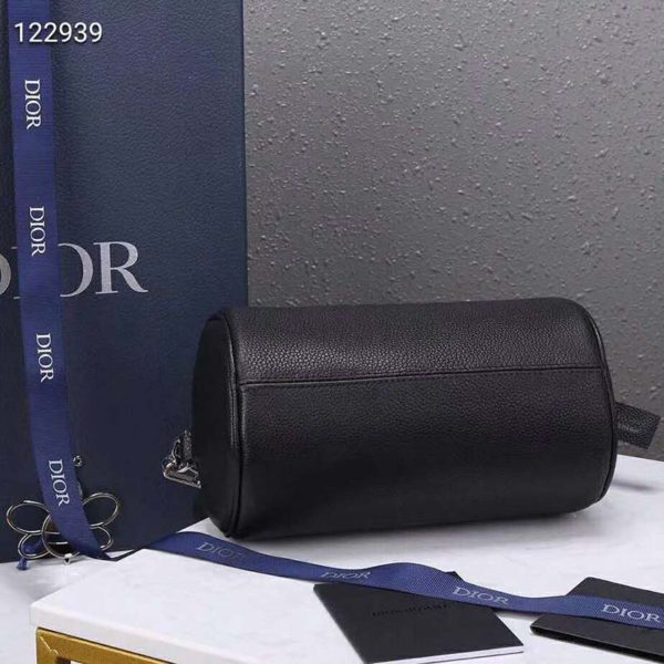 Dior Unisex Roller Messenger Bag Black Grained Calfskin Dior Signature (10)