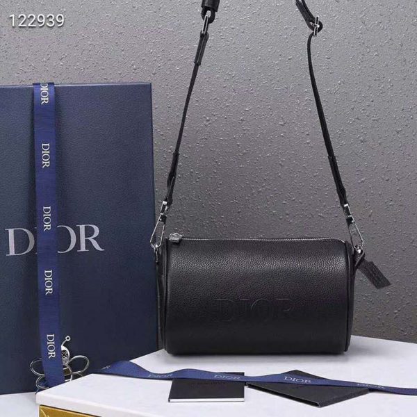 Dior Unisex Roller Messenger Bag Black Grained Calfskin Dior Signature (11)
