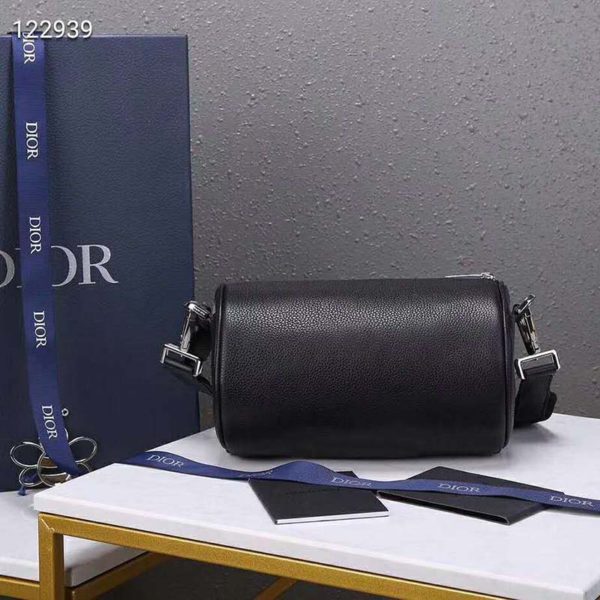 Dior Unisex Roller Messenger Bag Black Grained Calfskin Dior Signature (6)