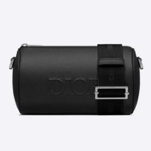 Dior Unisex Roller Messenger Bag Black Grained Calfskin Dior Signature