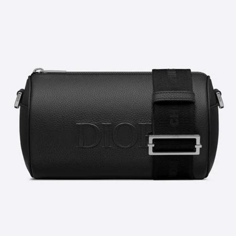 Dior Unisex Roller Messenger Bag Black Grained Calfskin 