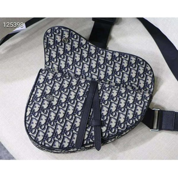 Dior Unisex Saddle Bag Beige and Black Dior Oblique Jacquard LULUX