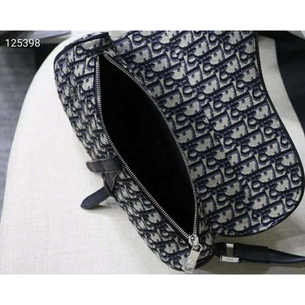 Dior Unisex Saddle Bag Beige and Black Dior Oblique Jacquard (11)