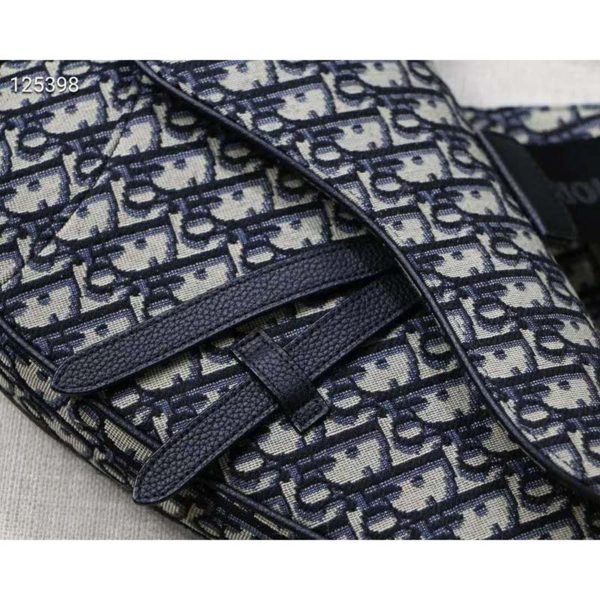 Dior Unisex Saddle Bag Beige and Black Dior Oblique Jacquard (5)