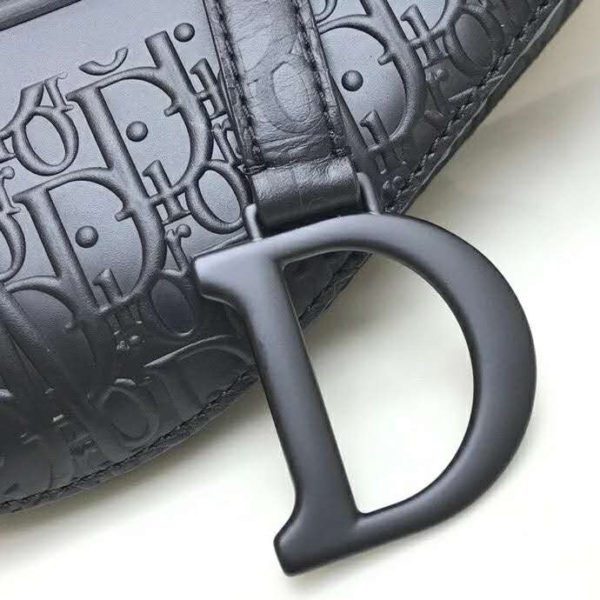 Dior Unisex Saddle Bag Black Dior Oblique Embossed Calfskin ‘CD’ (10)