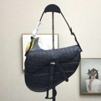 Dior Unisex Saddle Bag Black Dior Oblique Embossed Calfskin ‘CD’