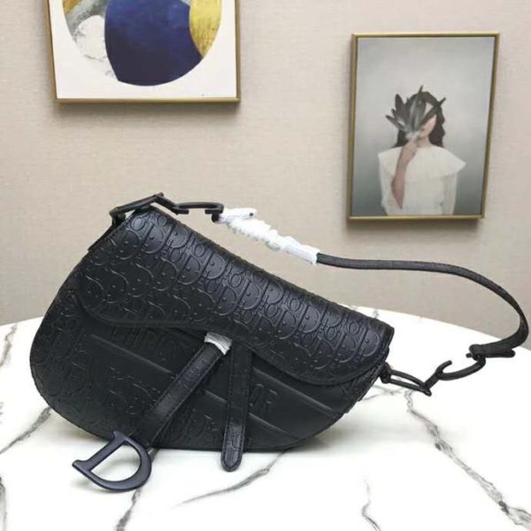 Dior Unisex Saddle Bag Black Dior Oblique Embossed Calfskin ‘CD’ (7)