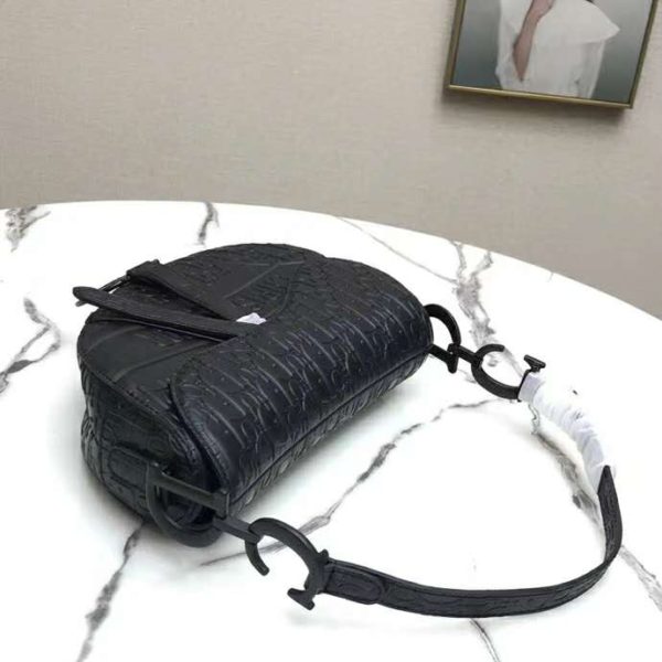 Dior Unisex Saddle Bag Black Dior Oblique Embossed Calfskin ‘CD’ (8)