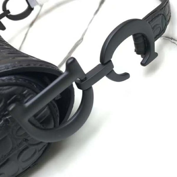 Dior Unisex Saddle Bag Black Dior Oblique Embossed Calfskin ‘CD’ (9)
