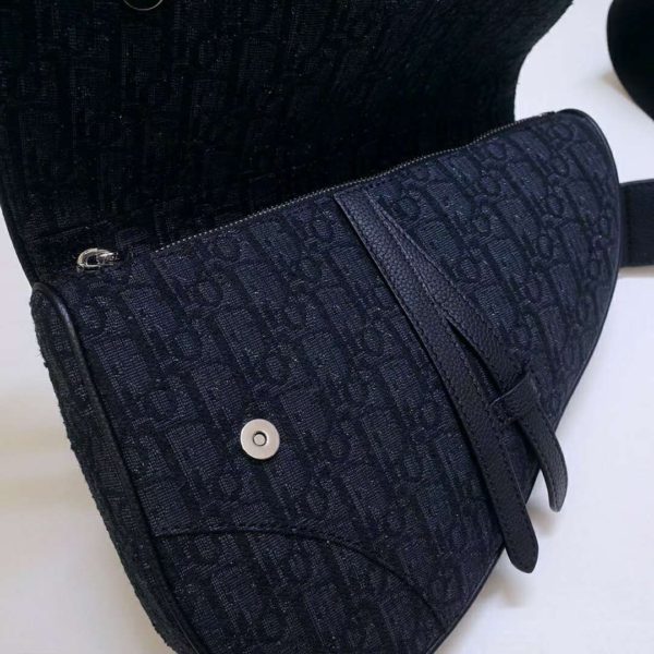 Dior Unisex Saddle Bag Black Dior Oblique Jacquard Grained Calfskin (8)