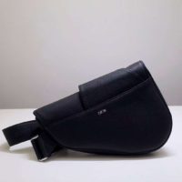 Dior Unisex Saddle Bag Black Grained Calfskin Christian Dior CD Buckle