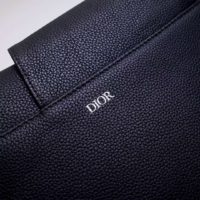 Dior Unisex Saddle Bag Black Grained Calfskin Christian Dior CD Buckle