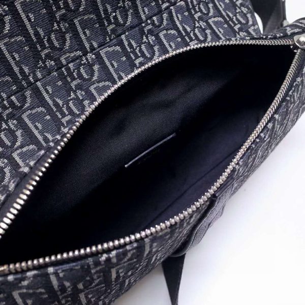 Dior Unisex Saddle Bag Gray Dior Oblique Jacquard Grained Calfskin (11)