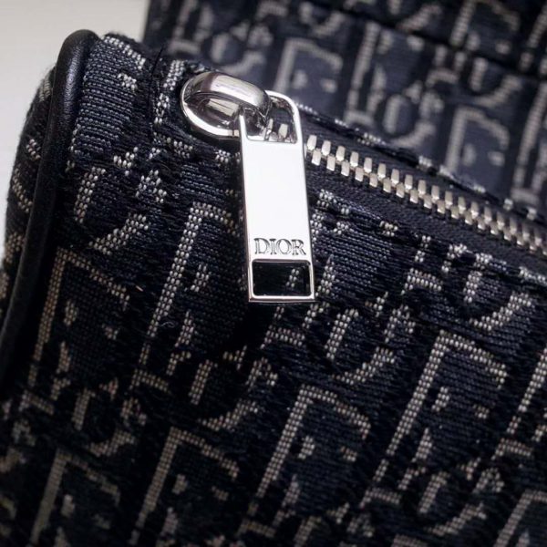 Dior Unisex Saddle Bag Gray Dior Oblique Jacquard Grained Calfskin (9)