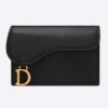 Dior Unisex Saddle Flap Card Holder Black Goatskin 'D' Accent