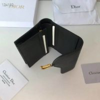 Dior Unisex Saddle Flap Card Holder Black Goatskin ‘D’ Accent