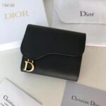 Dior Unisex Saddle Flap Card Holder Black Goatskin 'D' Accent – Bild 2