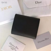 Dior Unisex Saddle Flap Card Holder Black Goatskin ‘D’ Accent