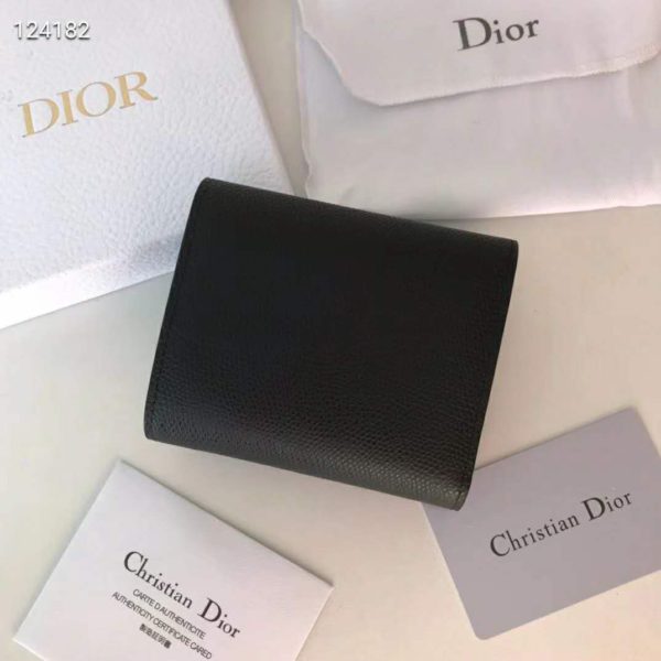 Dior Unisex Saddle Flap Card Holder Black Goatskin ‘D’ Accent (3)
