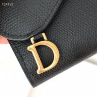 Dior Unisex Saddle Flap Card Holder Black Goatskin ‘D’ Accent