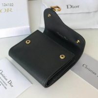 Dior Unisex Saddle Flap Card Holder Black Goatskin ‘D’ Accent