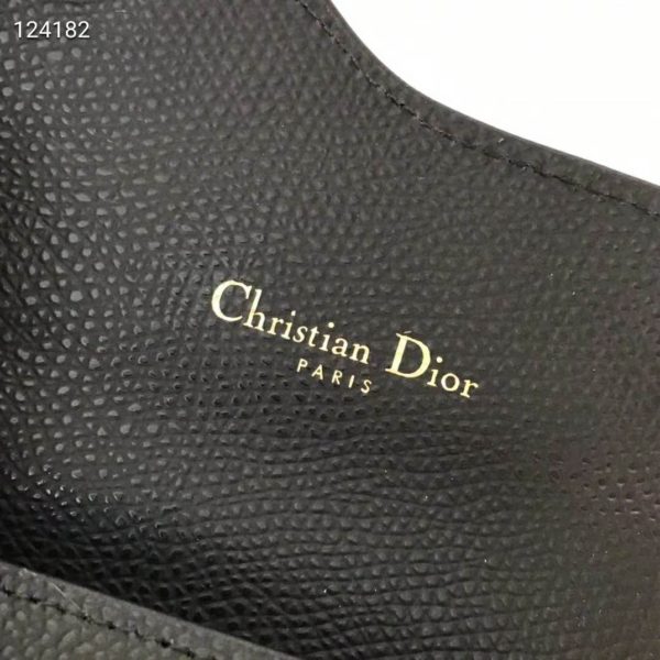 Dior Unisex Saddle Flap Card Holder Black Goatskin ‘D’ Accent (7)