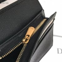 Dior Unisex Saddle Flap Card Holder Black Goatskin ‘D’ Accent