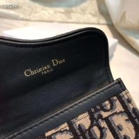 Dior Unisex Saddle Flap Card Holder Blue Dior Oblique Jacquard