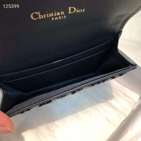 Dior Unisex Saddle Flap Card Holder Blue Dior Oblique Jacquard (9)