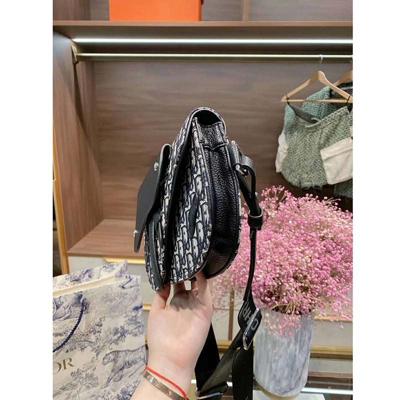 Saddle Bag Beige and Black Dior Oblique Jacquard