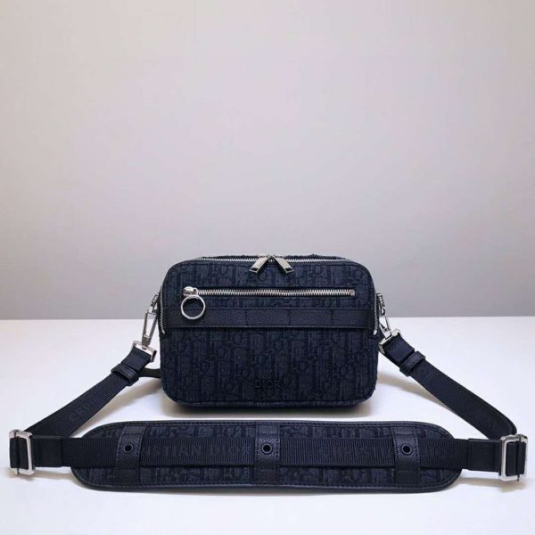 Dior Unisex Safari Messenger Bag Black Dior Oblique Jacquard Grained Calfskin (11)