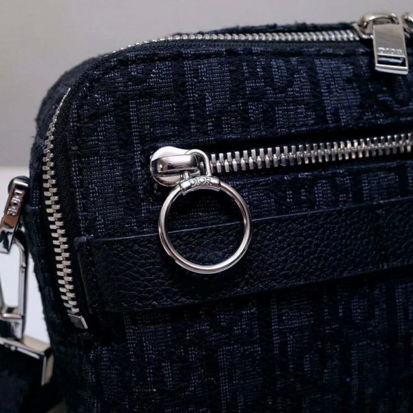 Dior Unisex Safari Messenger Bag Black Dior Oblique Jacquard Grained Calfskin (13)